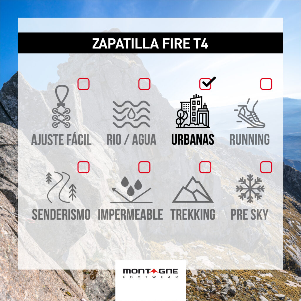 Zapatillas Trekking Montagne Fire T4 Mujer Gris